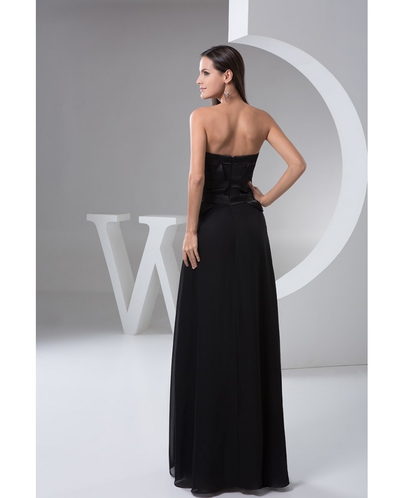 Black A Line Strapless Floor Length Satin Evening Dress Bd Evening