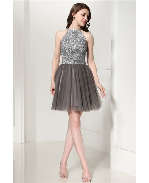 grey cocktail dress