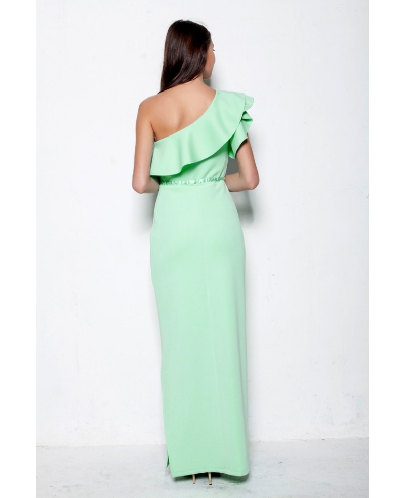 Fashionable Sheath One-Shoulder Cotton Long Dress With Split