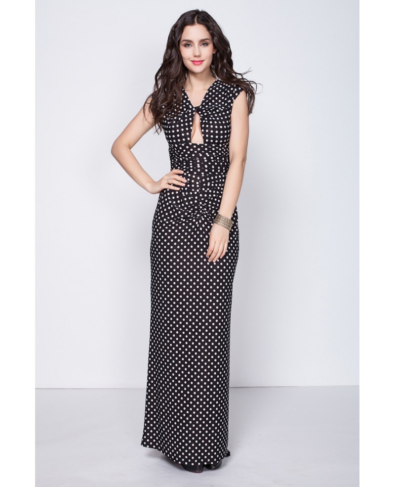 Special Dotted Long Mermaid Dress with Split Bodice