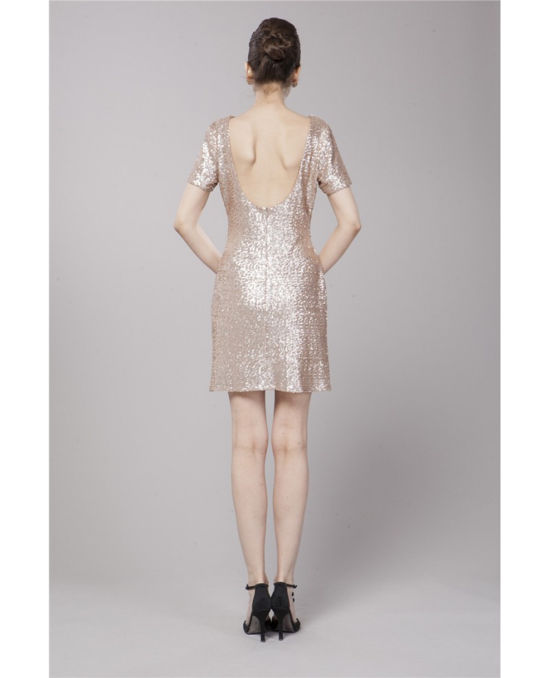 Sexy Sheath Sequined Dress With Short Sleeves