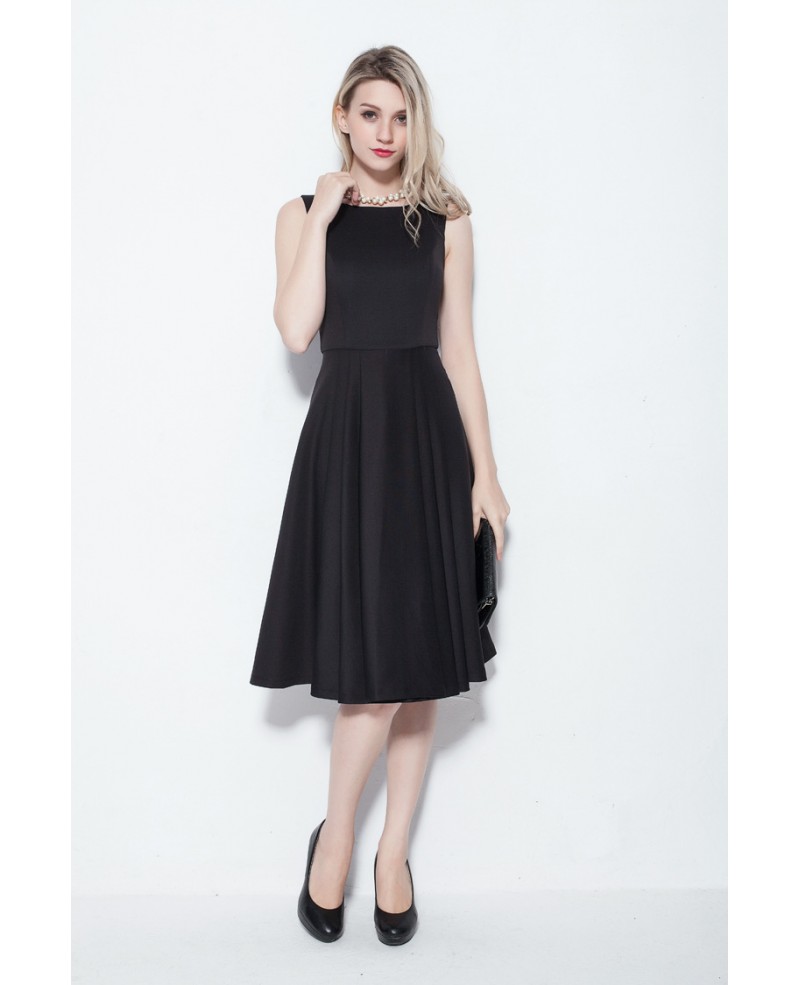 Gothic Simple Tea Length Black Dresses