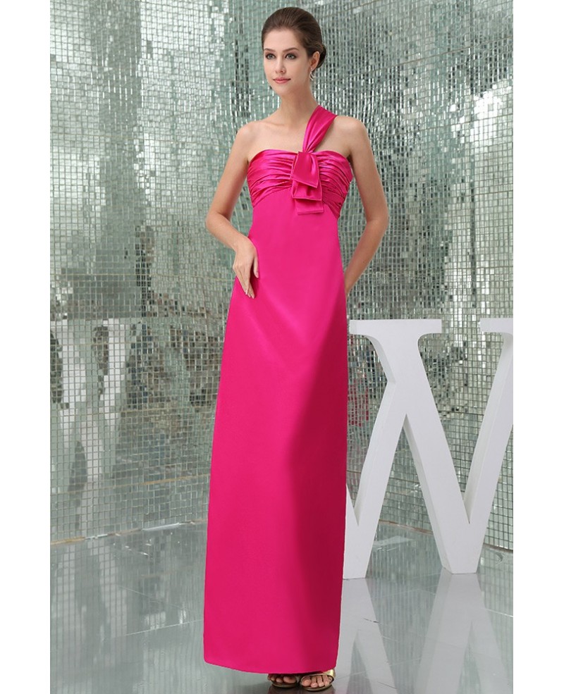 Sheath One-shoulder Ankle-length Satin Evening Dress