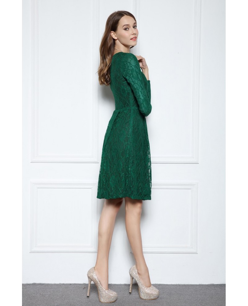 dark green knee length dress