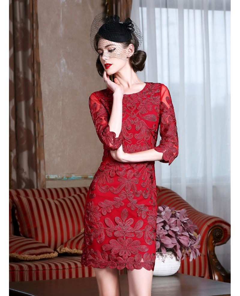 Classy Burgundy Cocktail Dress For Weddings Women Over 4050 With