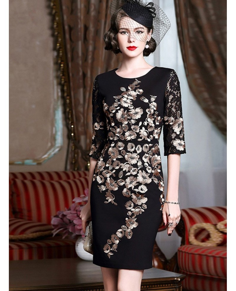 Black With Gold Classy Cocktail Dress For Women Over 4050 Wedding