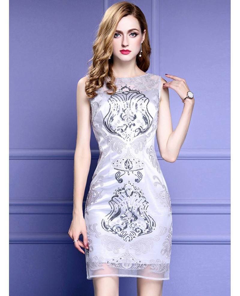 Sheath Fitted Grey Cocktail Dress For Wedding Guests With High-end ...
