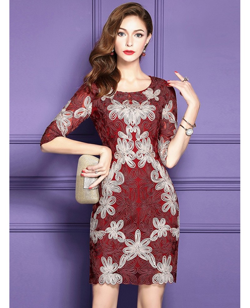 Embroidered Pattern Cocktail Dresses For Women Over 40,50 With High-end ...