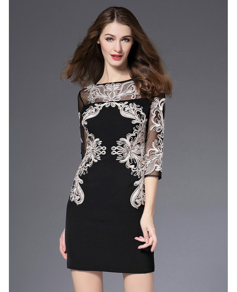 Unique Black Bodycon Formal Dress With Embroidery For The Wedding