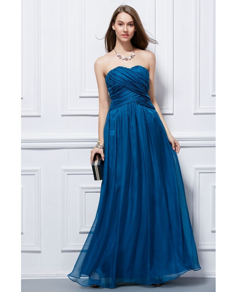 Stylish A-Line Sweetheart Chiffon Long Dress With Ruffle