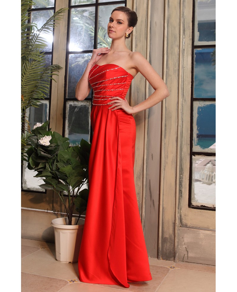 Sheath Sweetheart Floor-length Satin Evening Dress With Beading