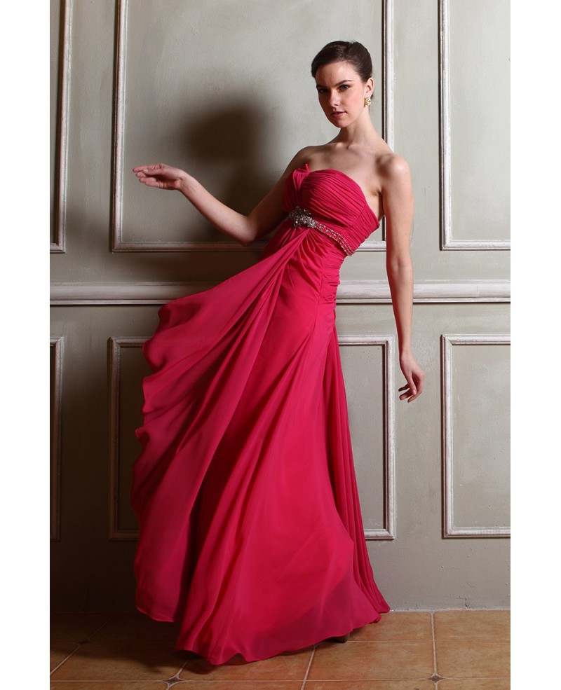 A-line Sweetheart Floor-length Chiffon Prom Dress With Beading