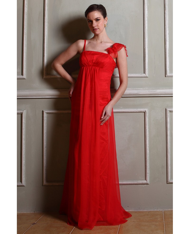 Empire One-soulder Floor-length Tulle Evening Dress - Click Image to Close