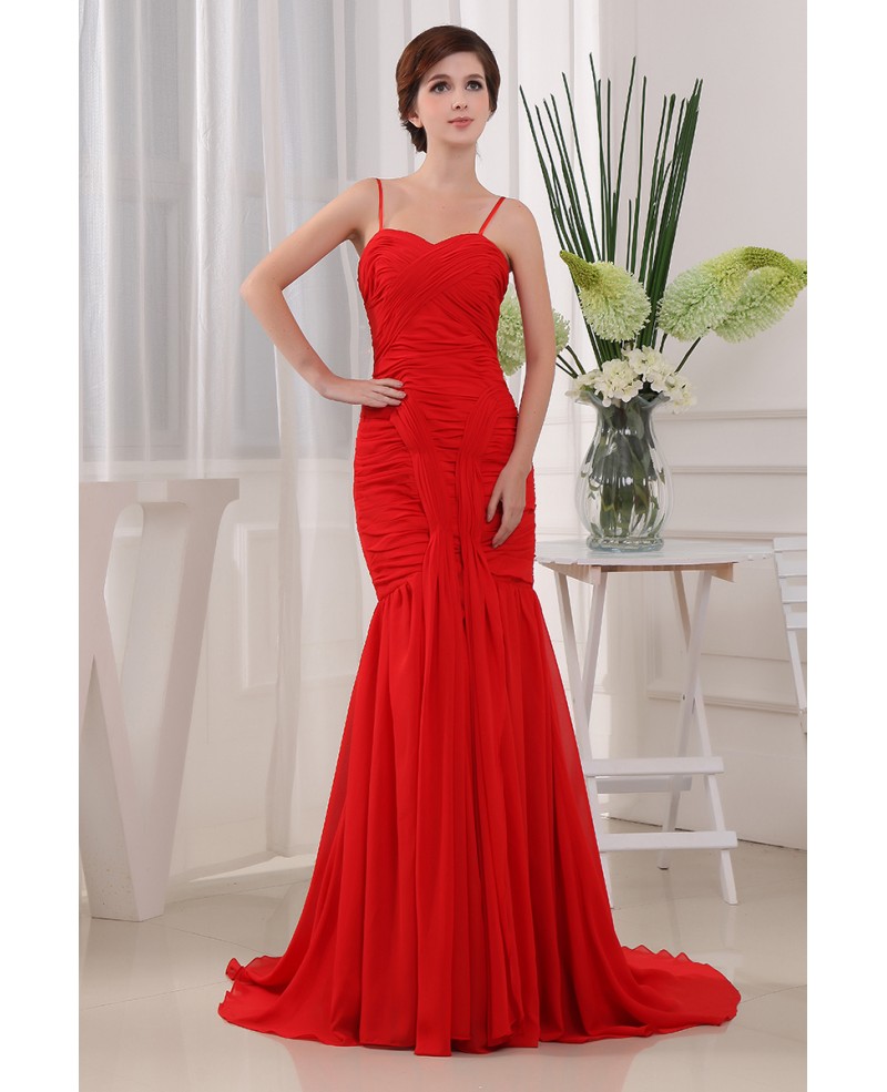 Mermaid Sweetheart Sweep Train Chiffon Evening Dress