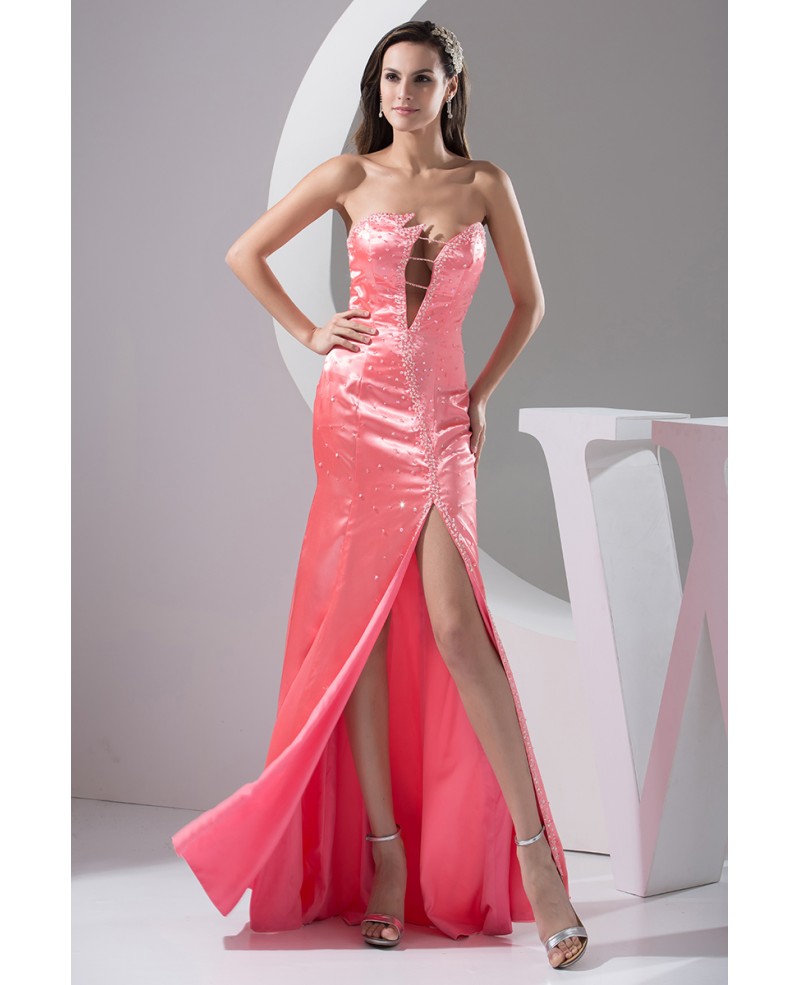 Sheath Sweetheart Floor-length Satin Evening Dress With Beading