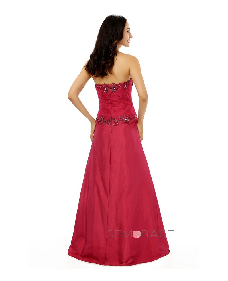 A-line Strapless Floor-length Prom Dress