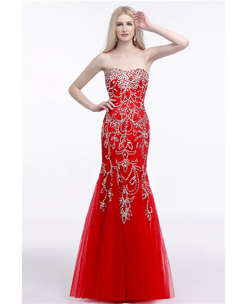 red evening gown petite