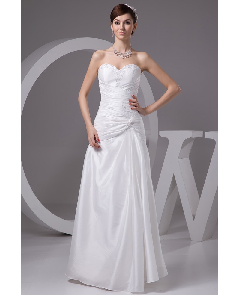 Sheath Sweetheart Floor-length Satin Wedding Dress With Beading