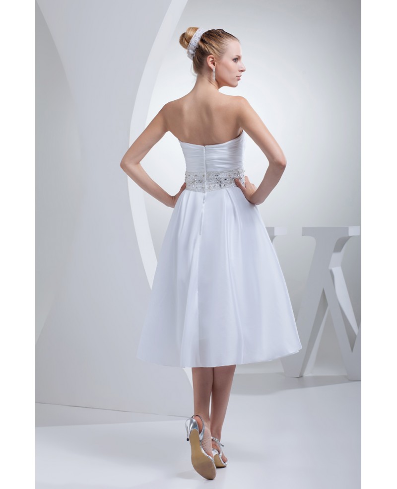 Popular Tea Length Beaded Sweetheart Short Wedding Dress