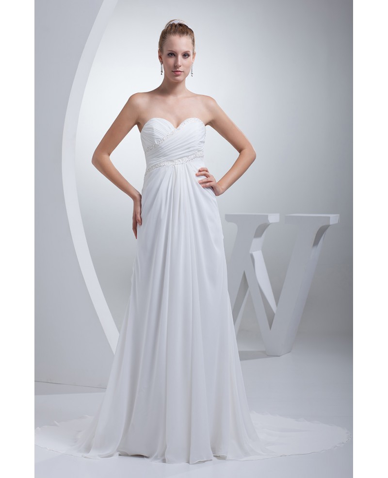 Elegant Sweetheart Chiffon Long Beach Wedding Dress