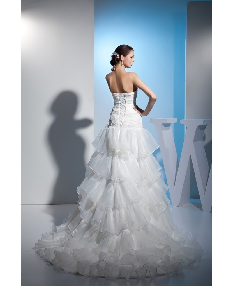 Sweetheart Fitted Corset Back Layered Wedding Dress