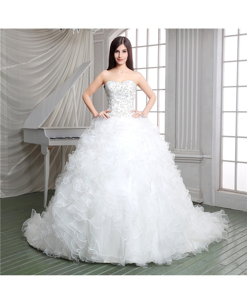 Ball-gown Sweetheart Chapel Train Wedding Dress - Click Image to Close