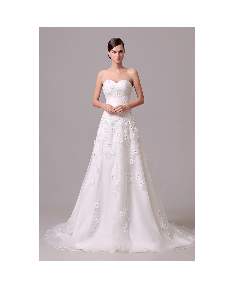 A-line Strapless Court-train Wedding Dress